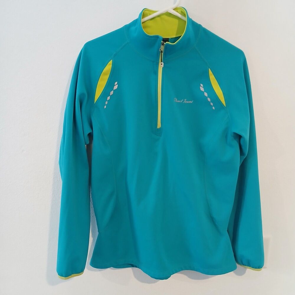 Pearl Izumi XL Blue and Green Reflextive Biking Cycling Jacket with Back Pocket